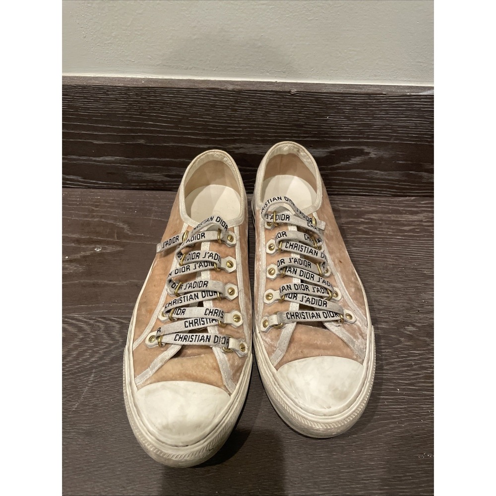 Christian Dior Pink Velvet Sneakers With J'adore‎ Laces Women Size 38.5